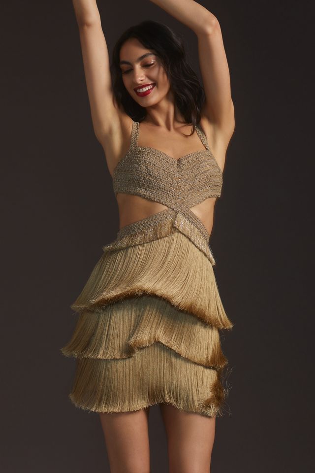 PatBO Metallic Fringed Mini Dress #1