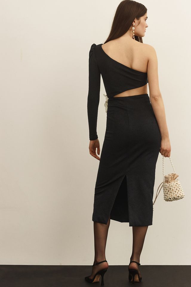 patbo one shoulder maxi dress with flower applique Patbo One Shoulder Maxi Dress With Flower Applique In Black - 30% Off