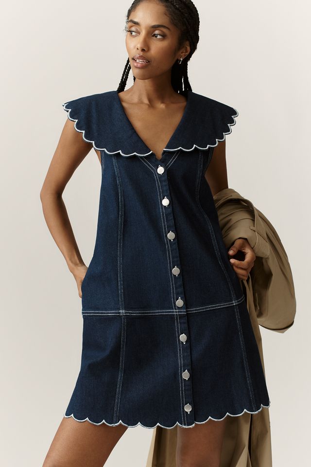 Pilcro Scalloped Denim Buttondown Dress | Anthropologie