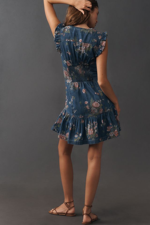 Pilcro Ruffled Denim Sweetheart Flutter-Sleeve Dress  #3