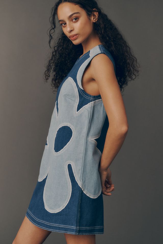 Pilcro Sleeveless Floral Denim Mini Dress | Anthropologie