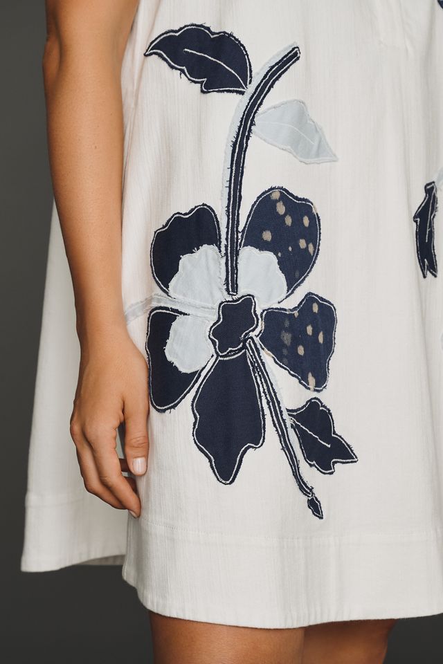 Maeve Denim Applique Swing Mini Dress #4