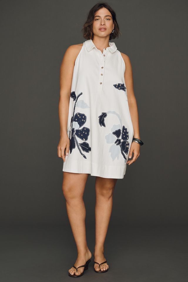 Maeve Denim Applique Swing Mini Dress #3