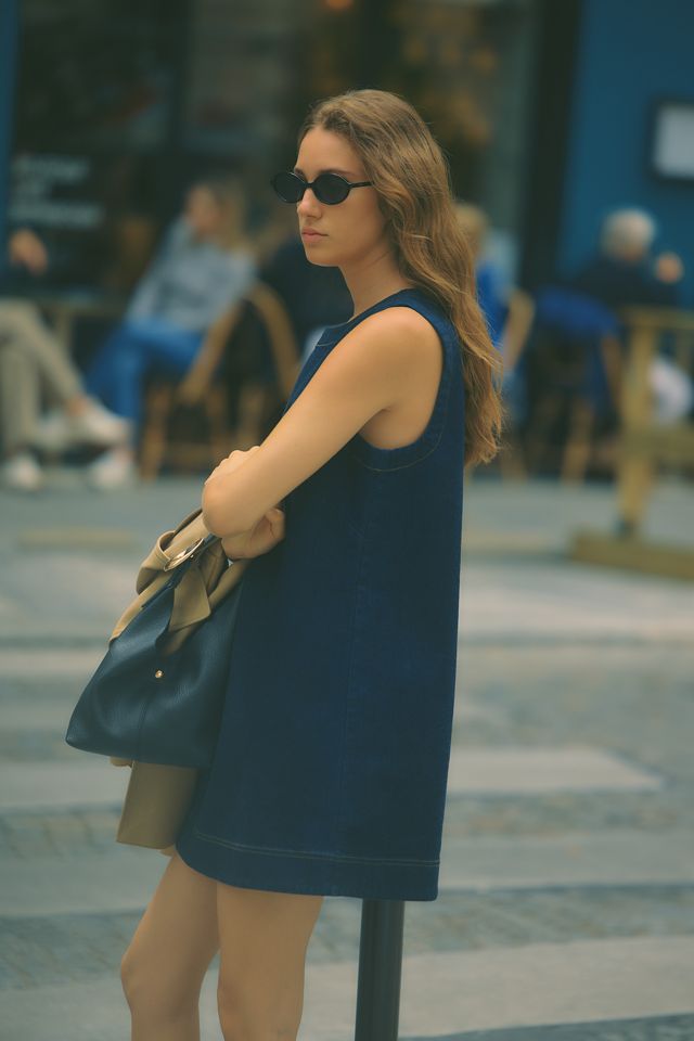 Maeve Emmy Sleeveless Denim Swing Dress #2