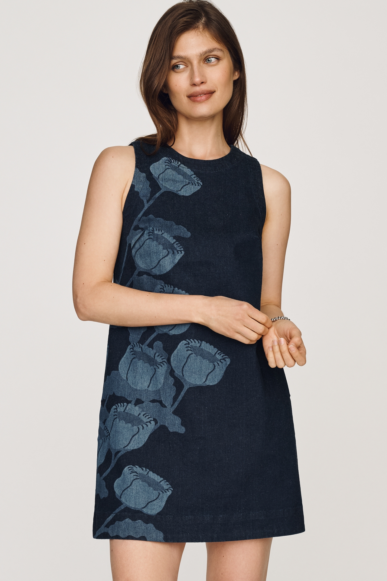 Maeve Emmy Sleeveless Denim Swing Dress