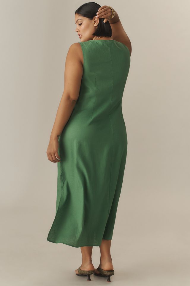 Universal Standard Plus Islet Button-Front Linen Blend Midi Dress #1