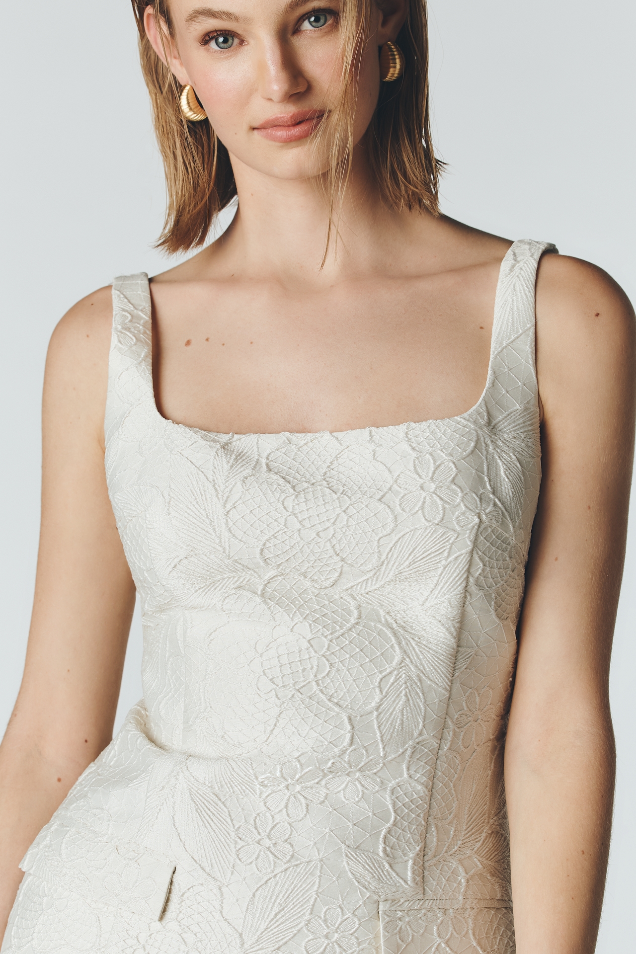 Amanda Uprichard Isabella Sleeveless Square-Neck Mini Dress