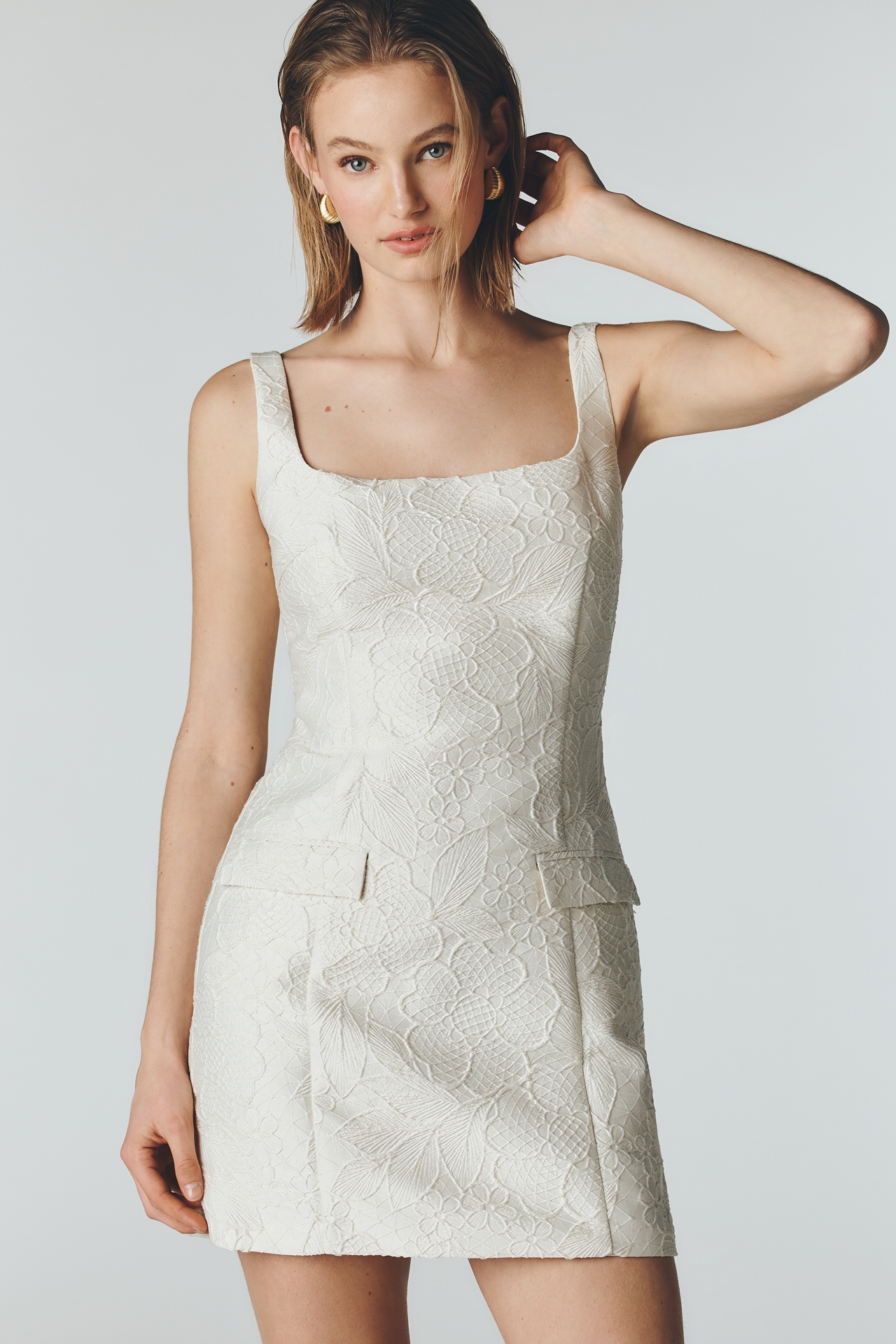 Amanda Uprichard Isabella Sleeveless Square-Neck Mini Dress