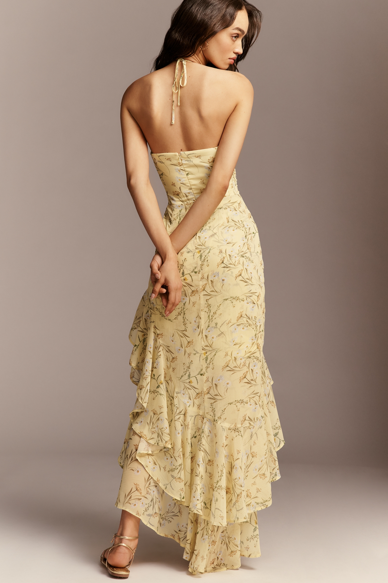 Amanda Uprichard Carlina Halter Maxi Dress