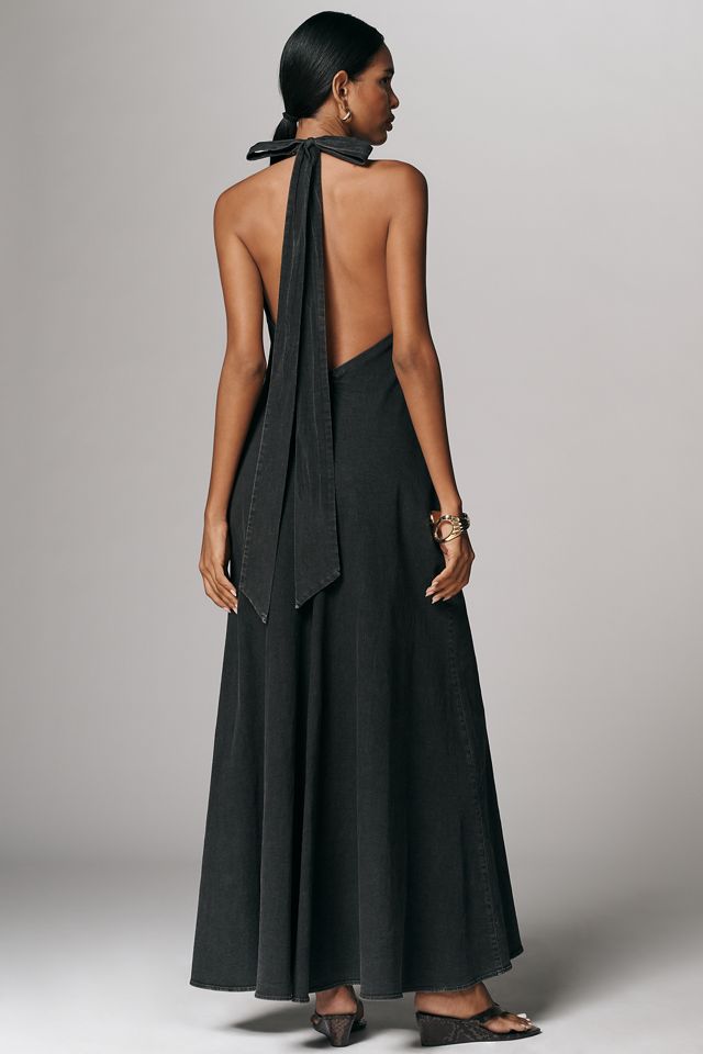 Hansen & Gretel Rae V-Neck Halter Maxi Dress | Anthropologie
