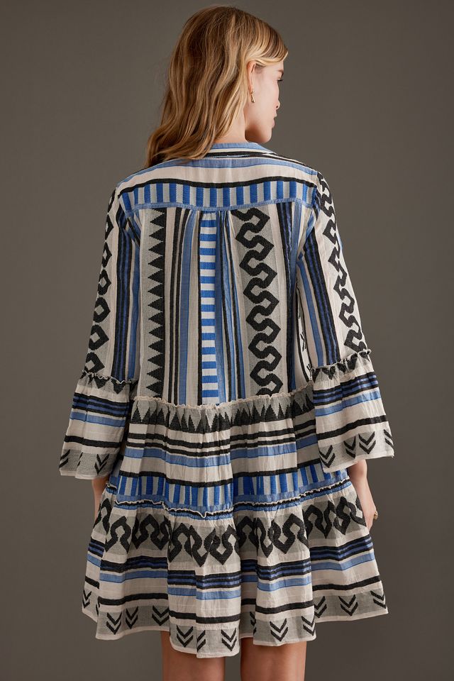 Devotion Twins Ella Blue Flared-Sleeve Tiered A-Line Mini Dress |  Anthropologie UK