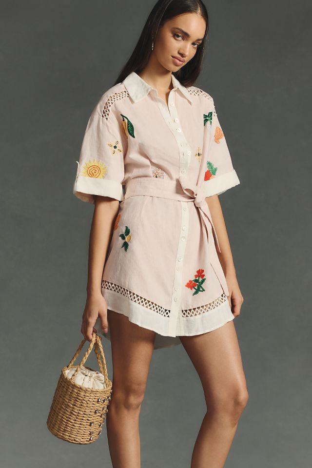 Anthropologie embroidered hotsell shirt dress