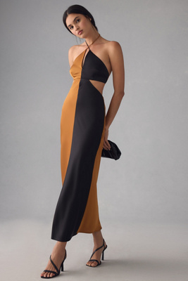 Significant Other Halter Colorblock Cutout Maxi Dress