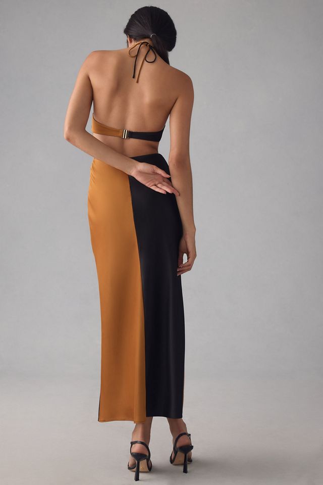 Significant Other Halter Colorblock Cutout Maxi Dress