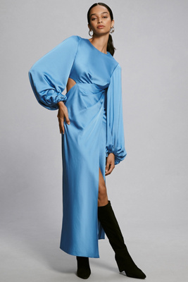 satin long sleeve formal dress Sheath Off-The-Shoulder Long Sleeves Satin/Sequined Prom Dresses Black / 4