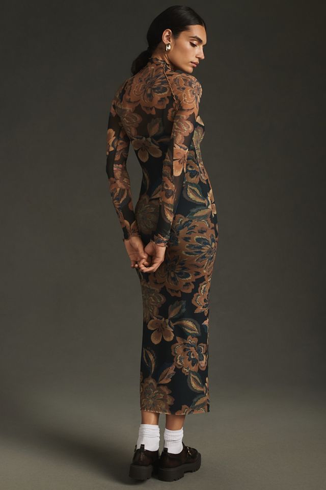 Significant Other Jean Mock-Neck Mesh Dress | Anthropologie