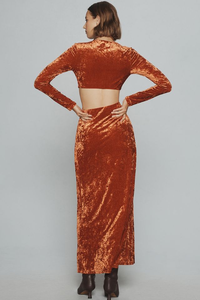 Significant Other Long-Sleeve Cutout Velvet Midi Dress #2