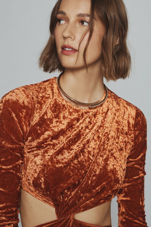 Significant Other Long-Sleeve Cutout Velvet Midi Dress #3