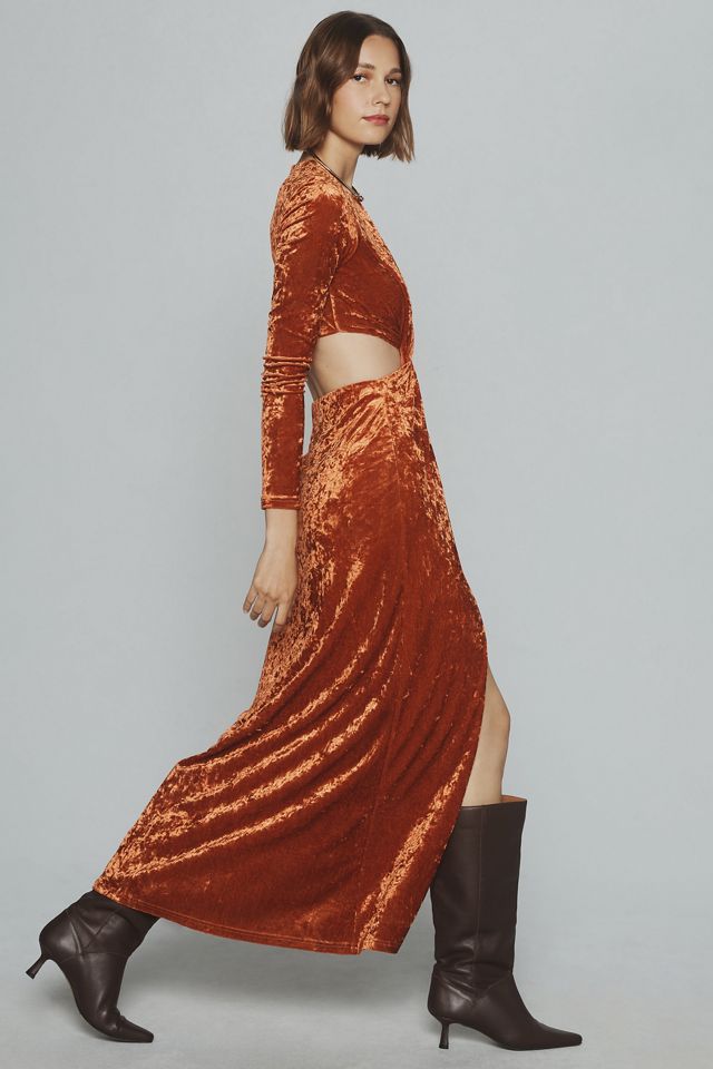 Significant Other Long-Sleeve Cutout Velvet Midi Dress #4