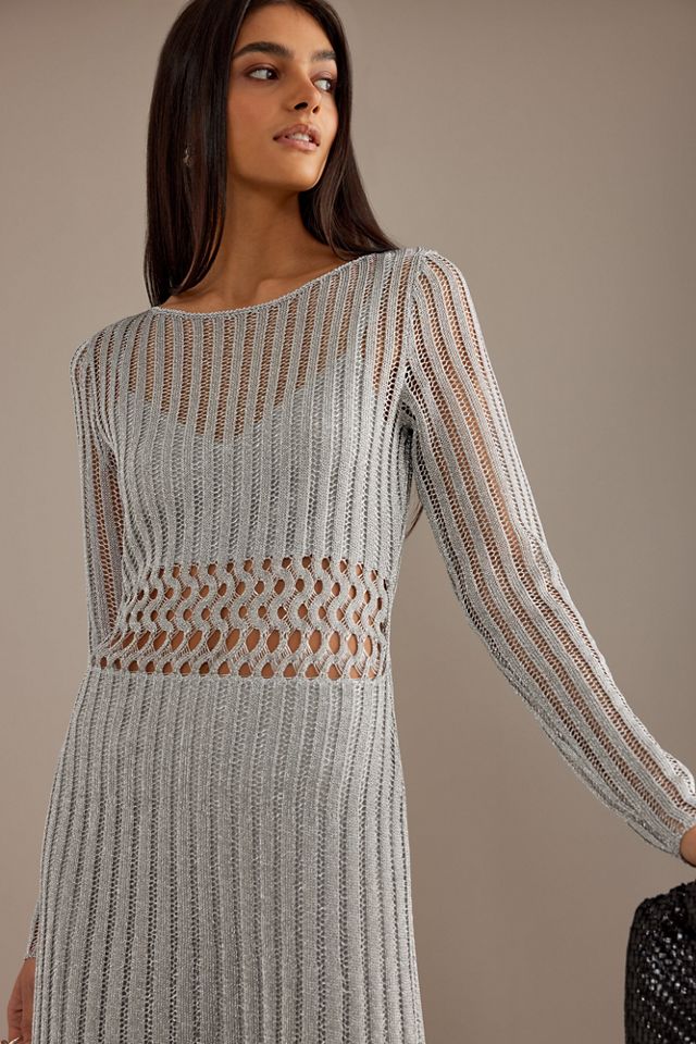 Significant Other Adley Abito Maxi a Maglia Aperta a Maniche Lunghe #4