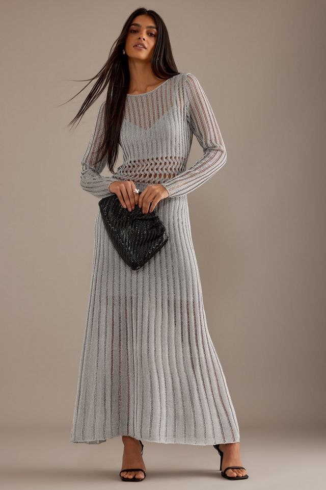 Significant Other Adley Abito Maxi a Maglia Aperta a Maniche Lunghe #5