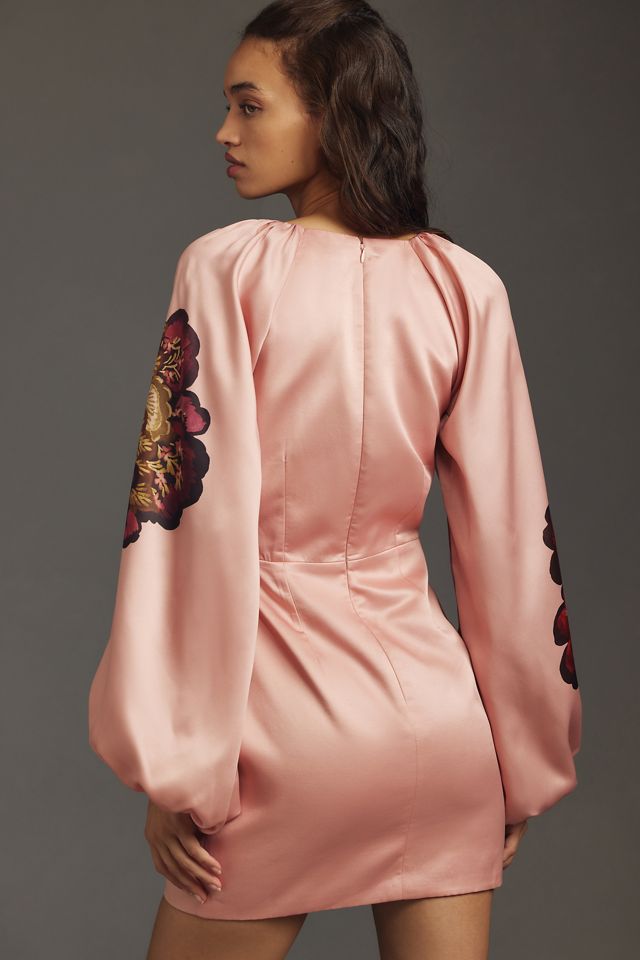 Significant Other Long-Sleeve V-Neck Cutout Printed Mini Dress #1