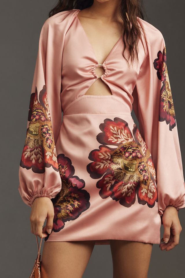Significant Other Long-Sleeve V-Neck Cutout Printed Mini Dress #3