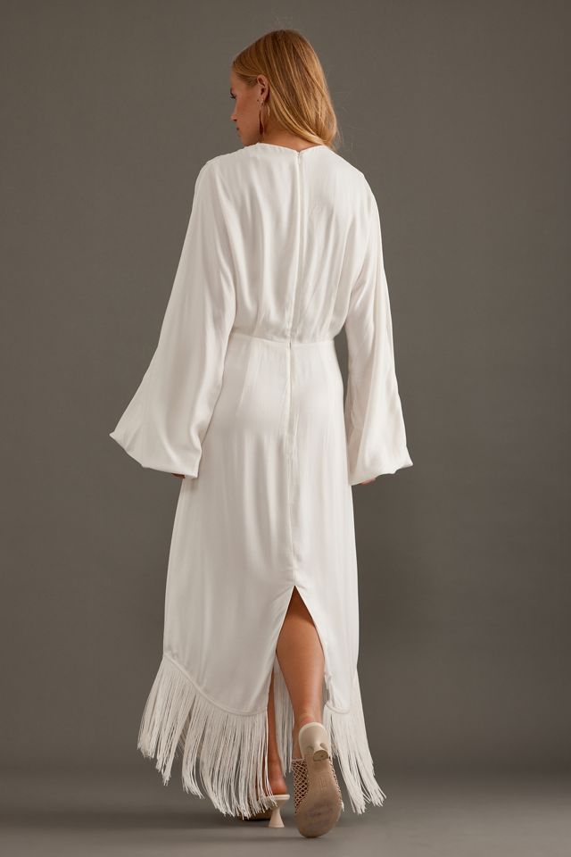Significant Other Rosa Robe Maxi à Franges Manches Longues #1