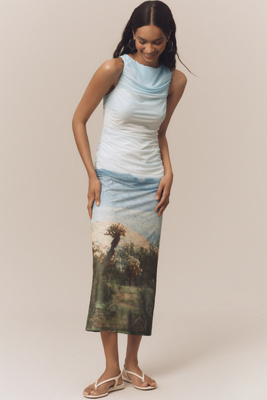 Significant Other Exclusive Sura Strapless Printed Mesh Maxi Dress In Multi