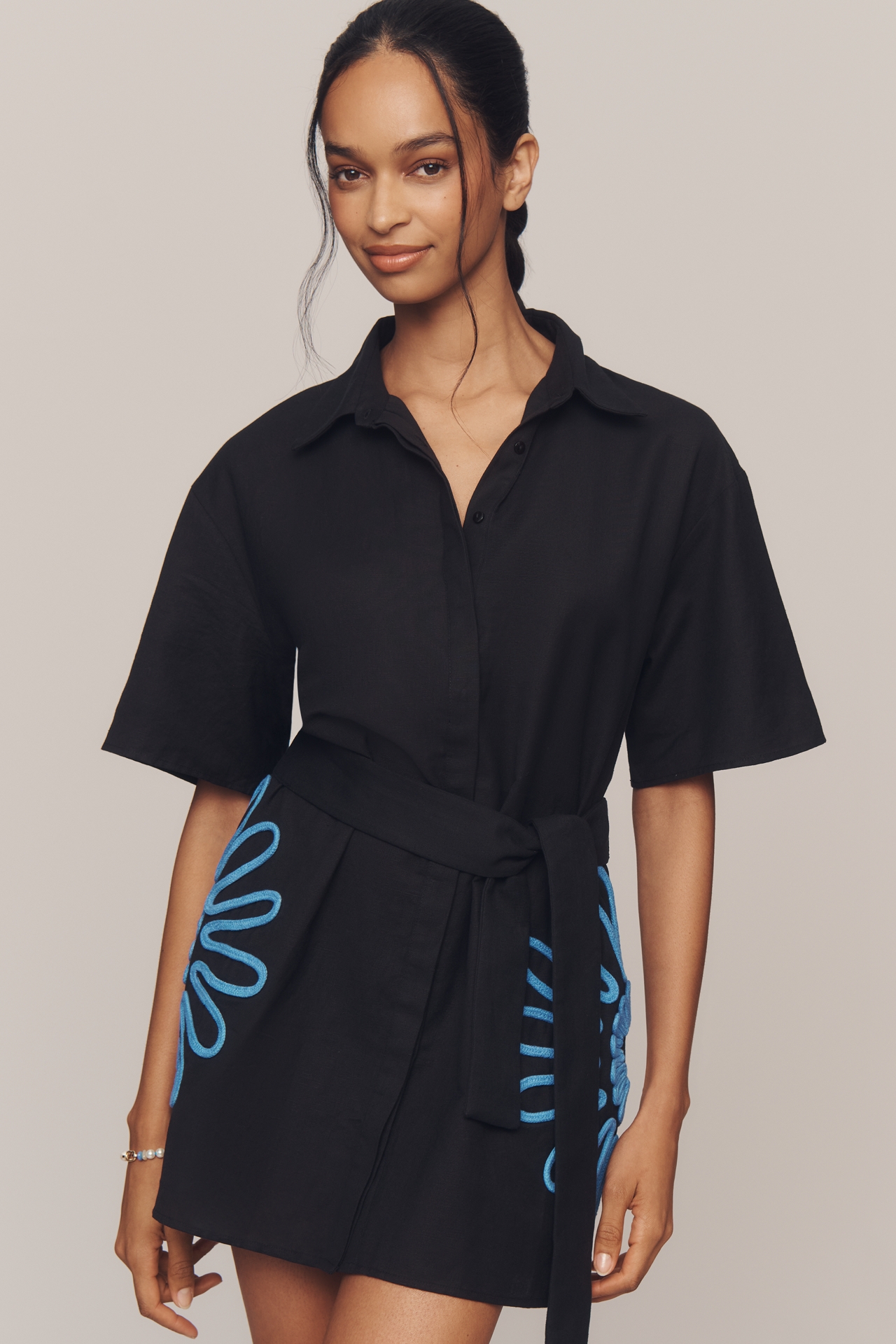 Significant Other Tara Linen Blend Mini Shirt Dress