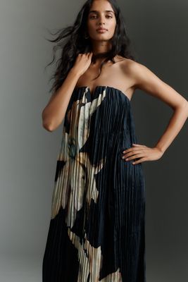 Significant Other Vestido Lilian de Satén Plisado Strapless Largo