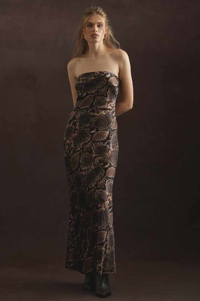 4th Reckless Shona Snake Print Strapless Maxi Dress