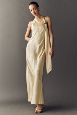 Evani One-Shoulder Maxi Slip Dress