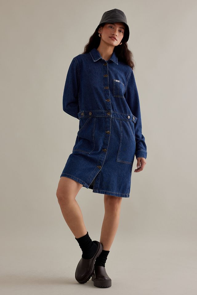 Long sleeve store denim mini dress