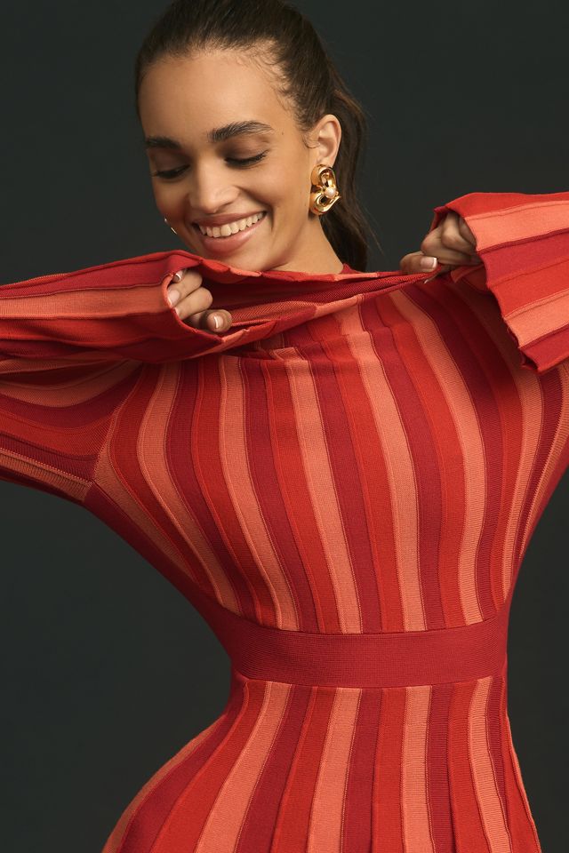 Acler Patel Bell-Sleeve Knit Mini Dress #4