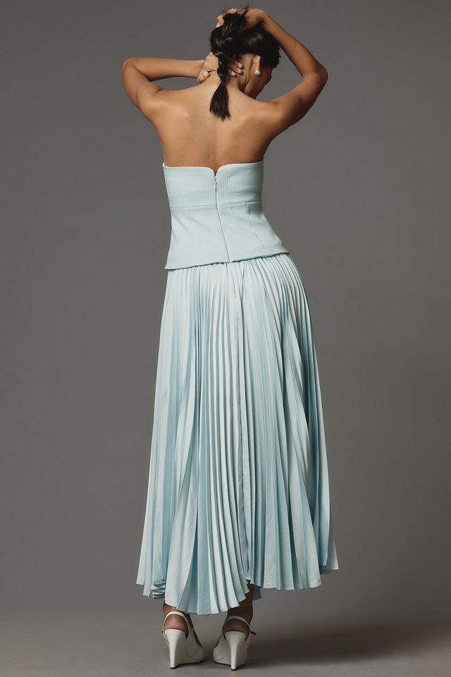 acler blue strapless dress Always Late Strapless Asymmetric Hem Mini Dress Light Blue
