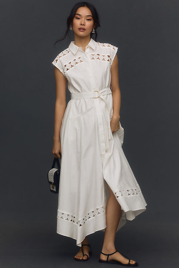 Acler Keeling Belted Cutwork Dress In White