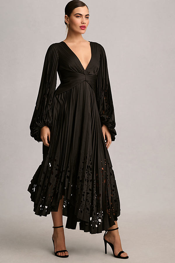 Acler Barlow Asymmetrical Puff-sleeve Dress In Black