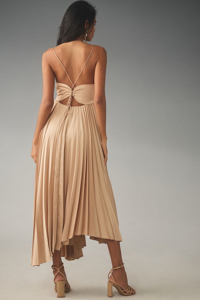 Acler Willcocks Asymmetrical Pleated Midi Dress