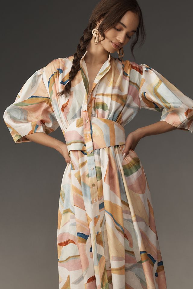 Acler Posthill Linen A-Line Midi Shirt Dress #2