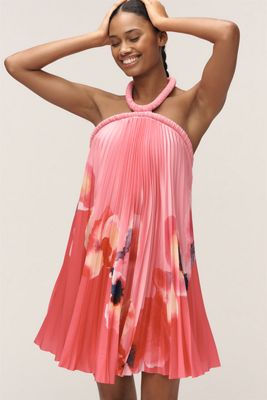 Acler Fixby Halter Pleated Mini Dress