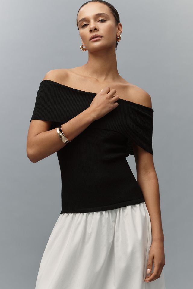 Central Park West Darcy Off-The-Shoulder Drop-Waist Twofer Midi Dress #1
