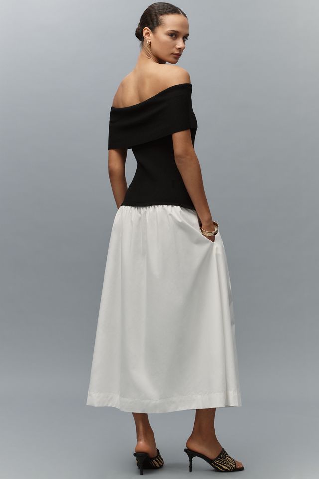 Central Park West Darcy Off-The-Shoulder Drop-Waist Twofer Midi Dress #2