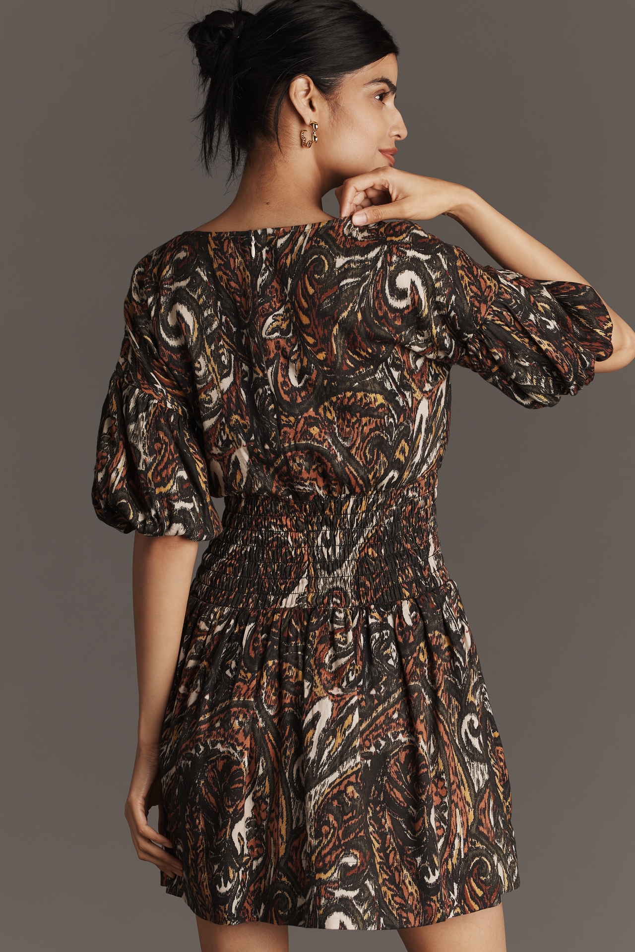 West of Brigitte Puff-Sleeve Mini Dress