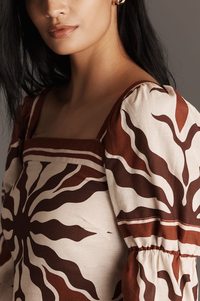 West of Martine Linen Blend Long-Sleeve Mini Dress #3