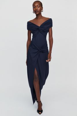 Susana Monaco Twist Off-Shoulder Midi Dress