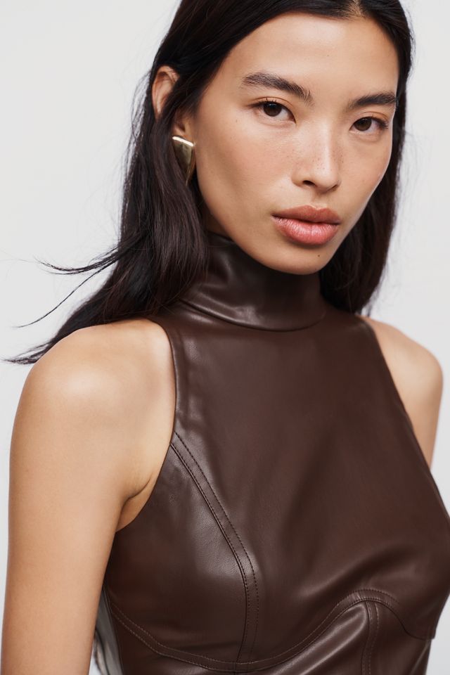 Susana Monaco Faux Leather Midi Dress #1