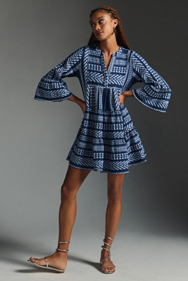 Devotion Twins Embroidered Ella Tunic Dress In Blue