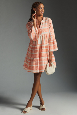 Devotion Twins Embroidered Ella Tunic Dress In Orange