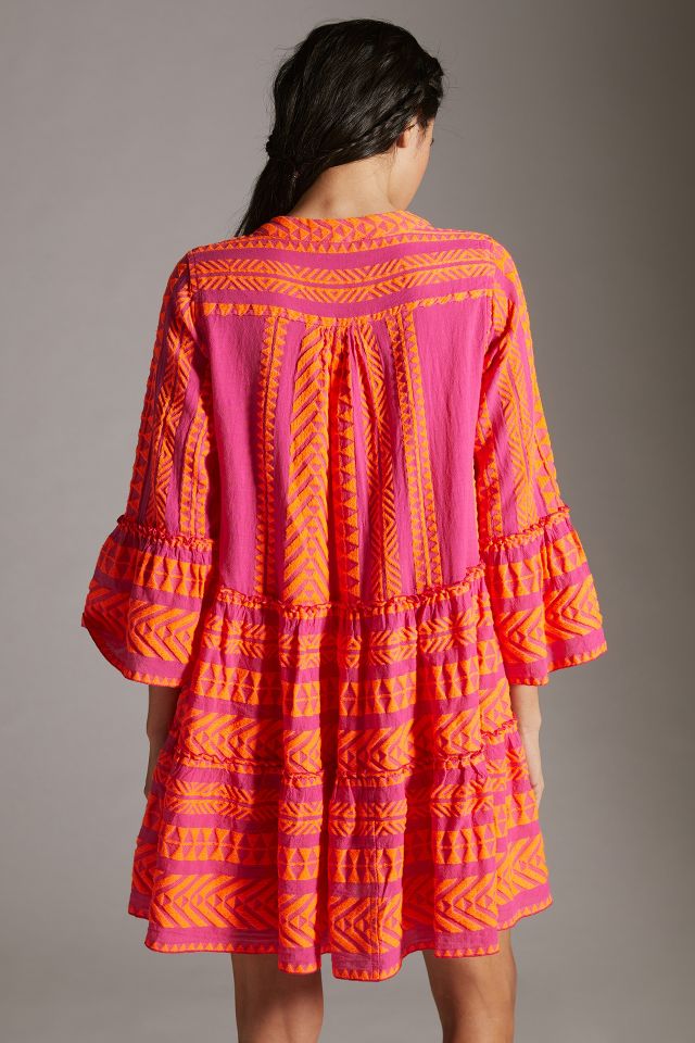 Embroidered Tunic with bright pink and orange